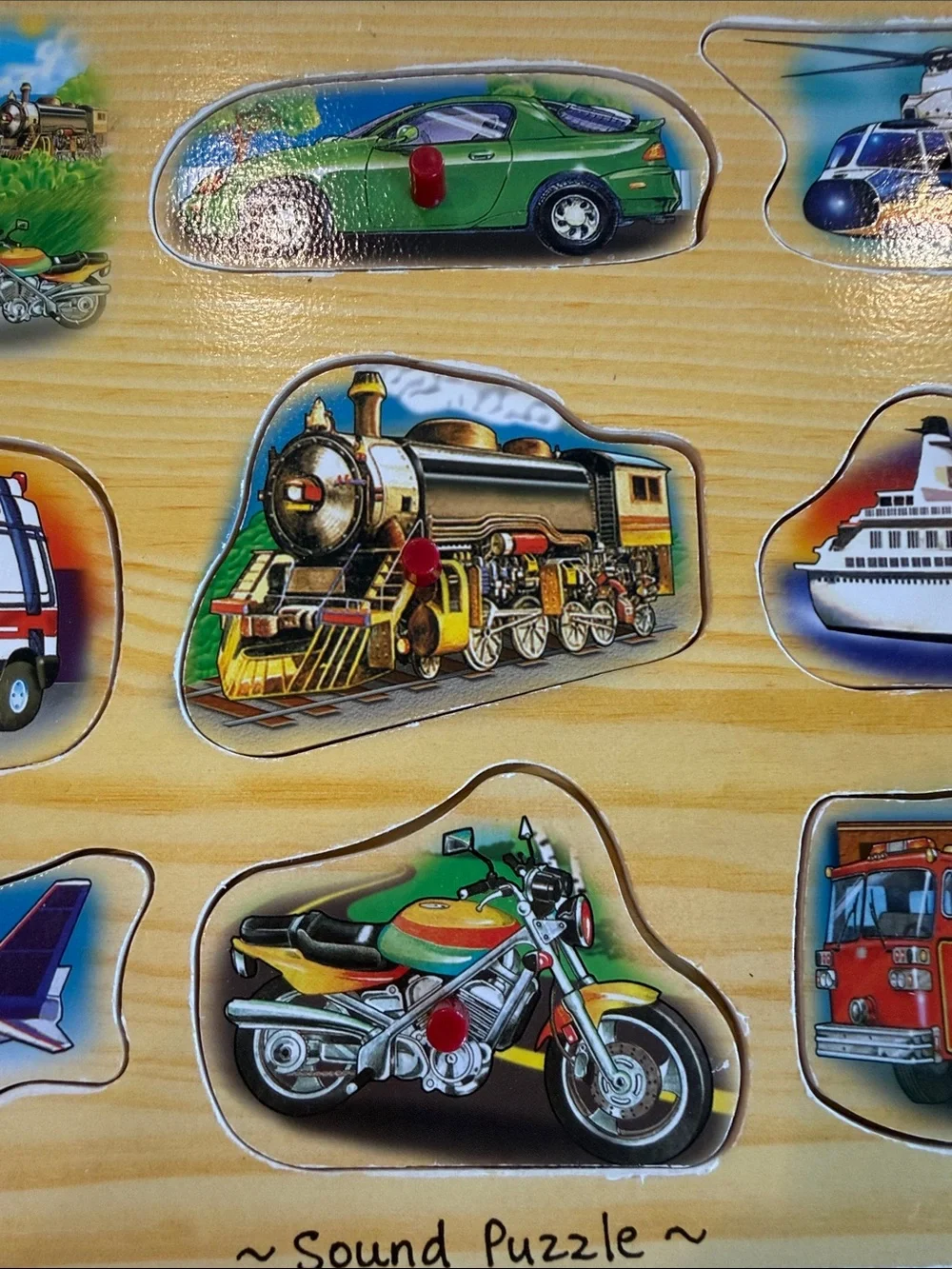 Melissa & Doug Wooden Transportation Puzzle - Green, Red, Blue, Yellow